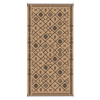 Outdoor Area Rug, Black and Brown Rhombus Design, 9x18 Faux Straw Material - BM350810