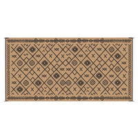 Outdoor Area Rug, Black and Brown Rhombus Design, 9x18 Faux Straw Material - BM350810
