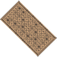 Outdoor Area Rug, Black and Brown Rhombus Design, 9x18 Faux Straw Material - BM350810