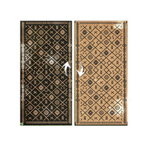 Outdoor Area Rug, Black and Brown Rhombus Design, 9x18 Faux Straw Material - BM350810