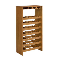 Sana Wine Rack, 7 Tiers, 35 Bottle Holder, Stemware, Oak Brown 48 Inch - BM350811