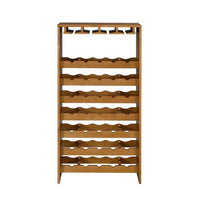 Sana Wine Rack, 7 Tiers, 35 Bottle Holder, Stemware, Oak Brown 48 Inch - BM350811
