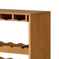 Sana Wine Rack, 7 Tiers, 35 Bottle Holder, Stemware, Oak Brown 48 Inch - BM350811