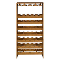 Sana Wine Rack, 7 Tier Design with Built-In 4 Stemware, Oak Brown 49 Inch  - BM350813
