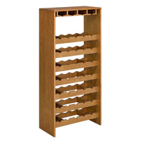 Sana Wine Rack, 7 Tier Design with Built-In 4 Stemware, Oak Brown 49 Inch  - BM350813