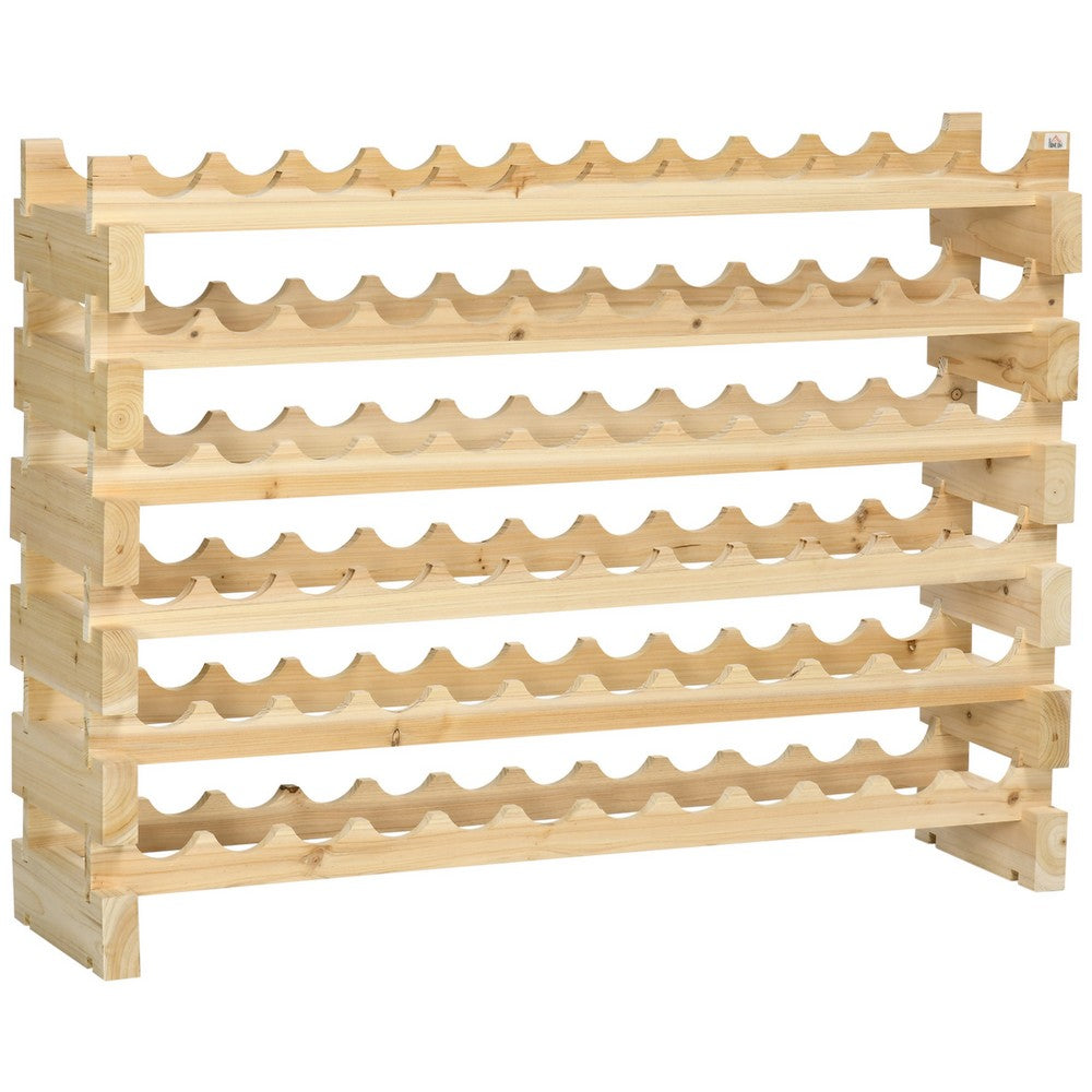 6 Tier Wine Rack, Modular 72-Bottle Holder, 45 Inch Natural Brown Wood - BM350814