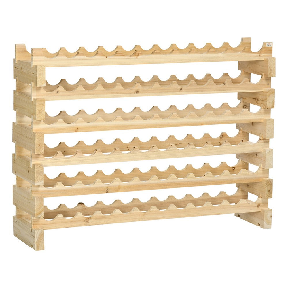6 Tier Wine Rack, Modular 72-Bottle Holder, 45 Inch Natural Brown Wood - BM350814