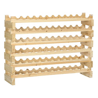 6 Tier Wine Rack, Modular 72-Bottle Holder, 45 Inch Natural Brown Wood - BM350814