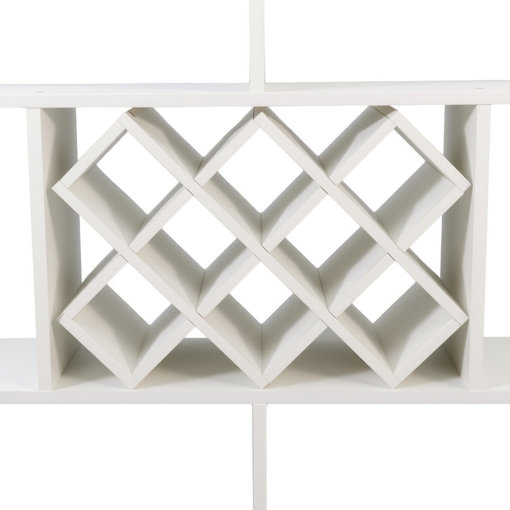 Wall Mounted Bar Wine Rack with Holder, Shelves, 3-Tier, 47 Inch White - BM350815