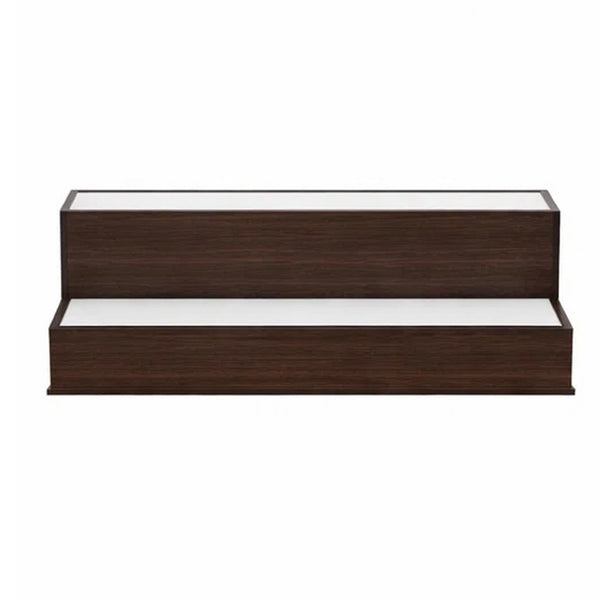 Rahy Bar Display Shelf w LED and Music, 2 Step Design, 20 Inch Walnut Brown - BM350816