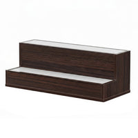 Rahy Bar Display Shelf w LED and Music, 2 Step Design, 20 Inch Walnut Brown - BM350816