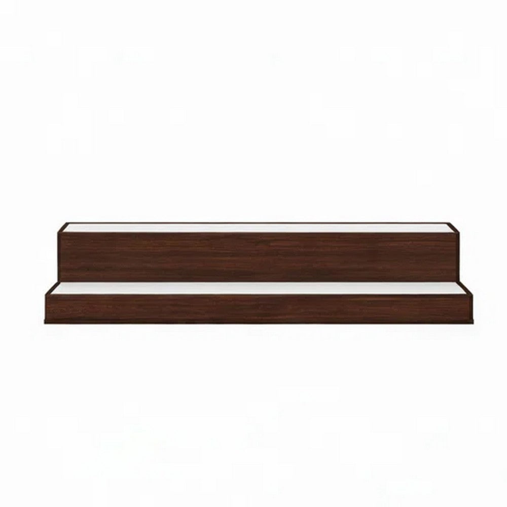 Rahy Bar Display Shelf w LED and Music, 2 Tier Design, 37 Inch Walnut Brown - BM350817