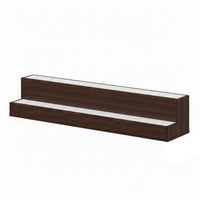 Rahy Bar Display Shelf w LED and Music, 2 Tier Design, 37 Inch Walnut Brown - BM350817