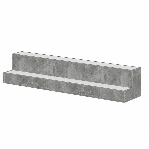 Rahy Bottle Display Shelf with LED and Music, 2 Tiers, 37 Inch Gray Wood - BM350818