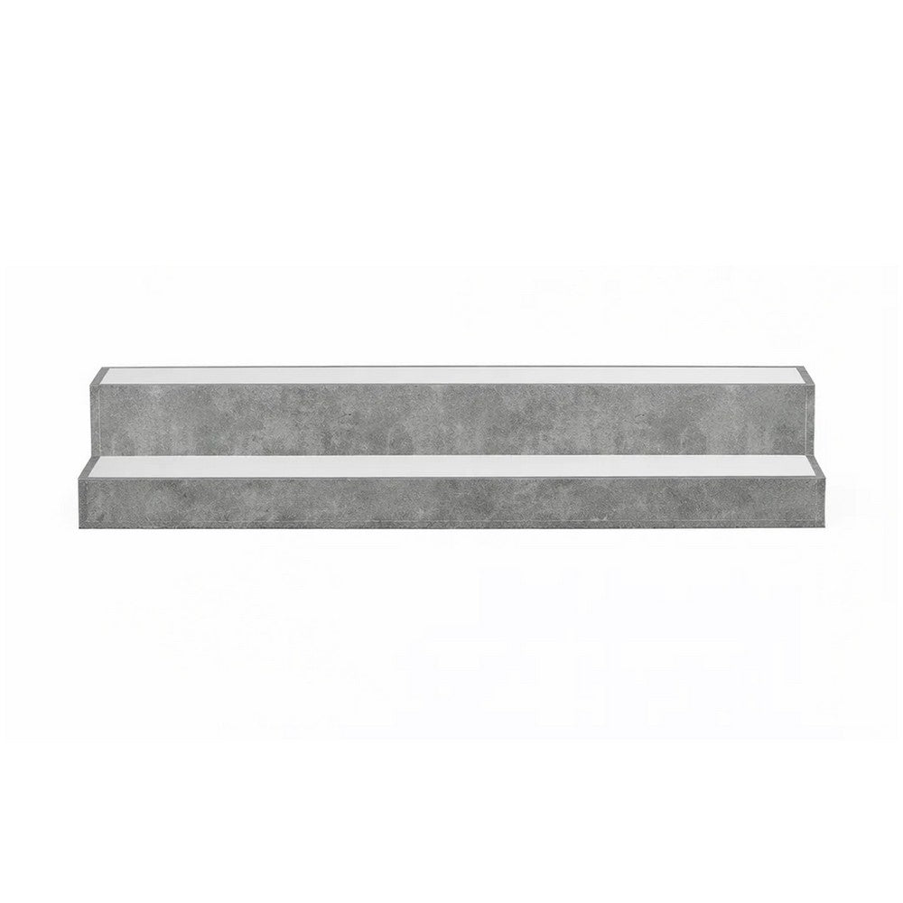 Rahy Bottle Display Shelf with LED and Music, 2 Tiers, 37 Inch Gray Wood - BM350818