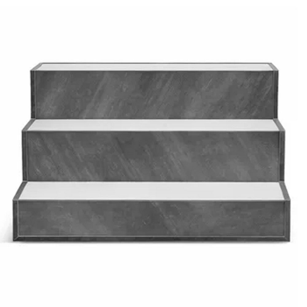 Rahy Bottle Display Shelf with LED and Music, 3 Tiers, 24 Inch Gray Wood - BM350819