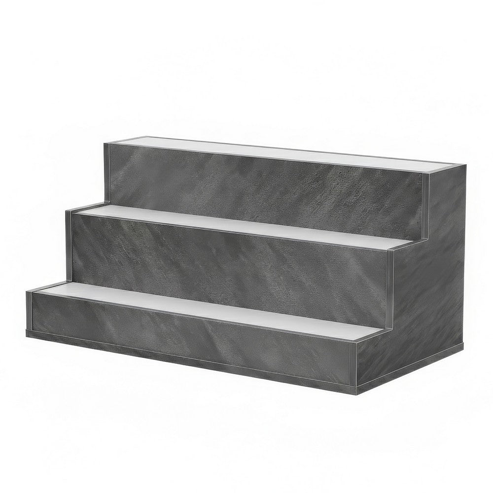 Rahy Bottle Display Shelf with LED and Music, 3 Tiers, 24 Inch Gray Wood - BM350819