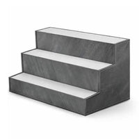 Rahy Bottle Display Shelf with LED and Music, 3 Tiers, 24 Inch Gray Wood - BM350819