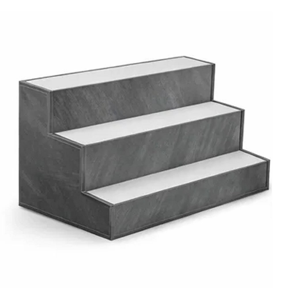 Rahy Bottle Display Shelf with LED and Music, 3 Tiers, 24 Inch Gray Wood - BM350819