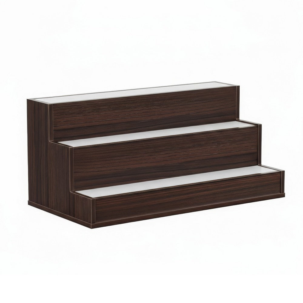 Rahy Bar Display Shelf w LED and Music, 3 Tier Design, 24 Inch Walnut Brown - BM350820