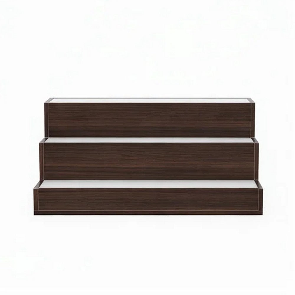 Rahy Bar Display Shelf w LED and Music, 3 Tier Design, 24 Inch Walnut Brown - BM350820