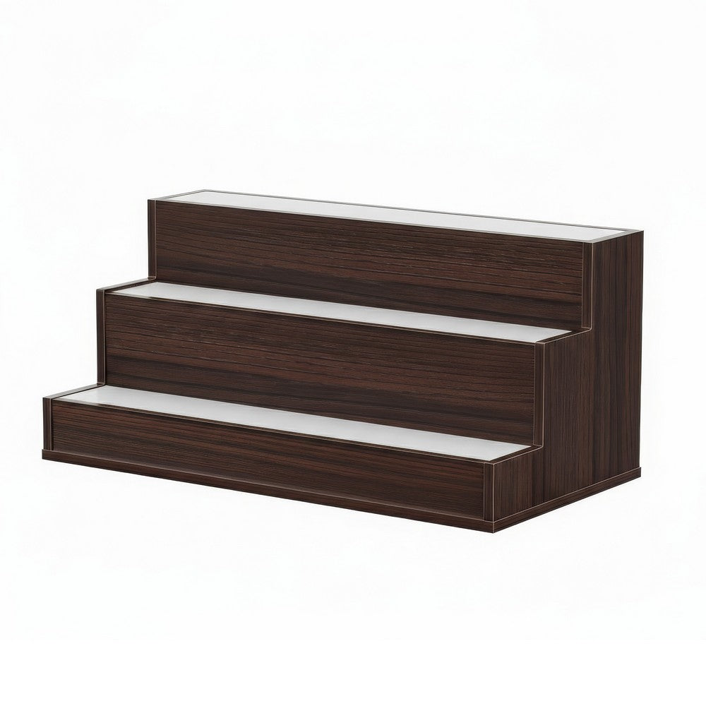 Rahy Bar Display Shelf w LED and Music, 3 Tier Design, 24 Inch Walnut Brown - BM350820