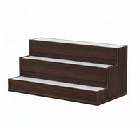 Rahy Bar Display Shelf w LED and Music, 3 Tier Design, 24 Inch Walnut Brown - BM350820