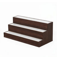 Rahy Bar Display Shelf w LED and Music, 3 Tier Design, 24 Inch Walnut Brown - BM350820