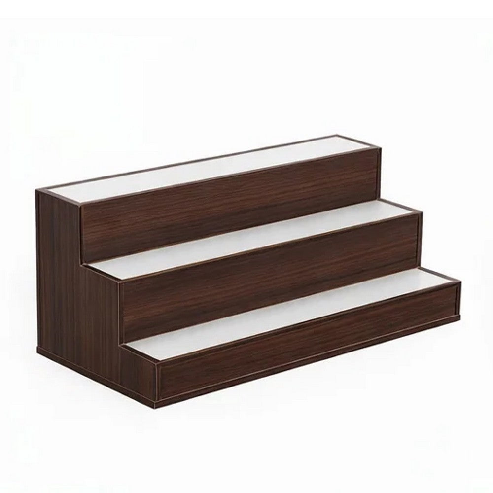 Rahy Bar Display Shelf w LED and Music, 3 Tier Design, 24 Inch Walnut Brown - BM350820
