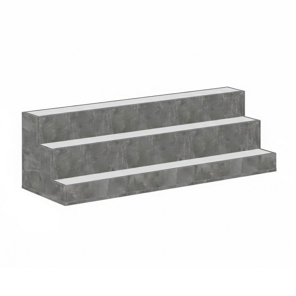 Rahy Bartop Display Shelf with LED and Music, 3 Tiers, 37 Inch Gray Wood - BM350821