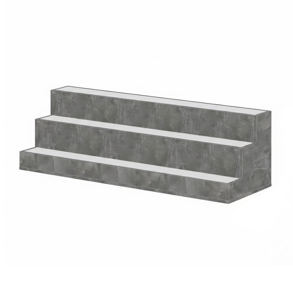 Rahy Bartop Display Shelf with LED and Music, 3 Tiers, 37 Inch Gray Wood - BM350821