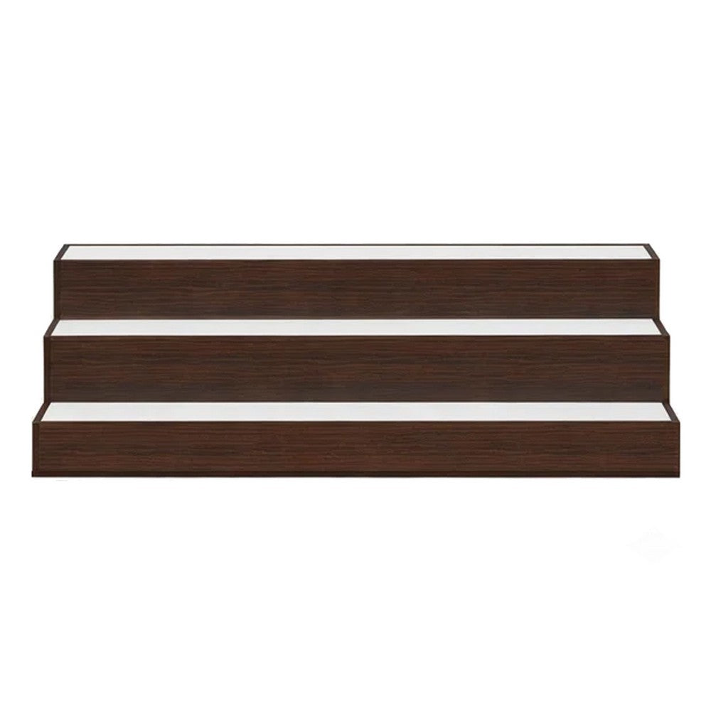 Rahy Bartop Display Shelf with LED and Music, 3 Tiers, 37 Inch Walnut Brown - BM350822