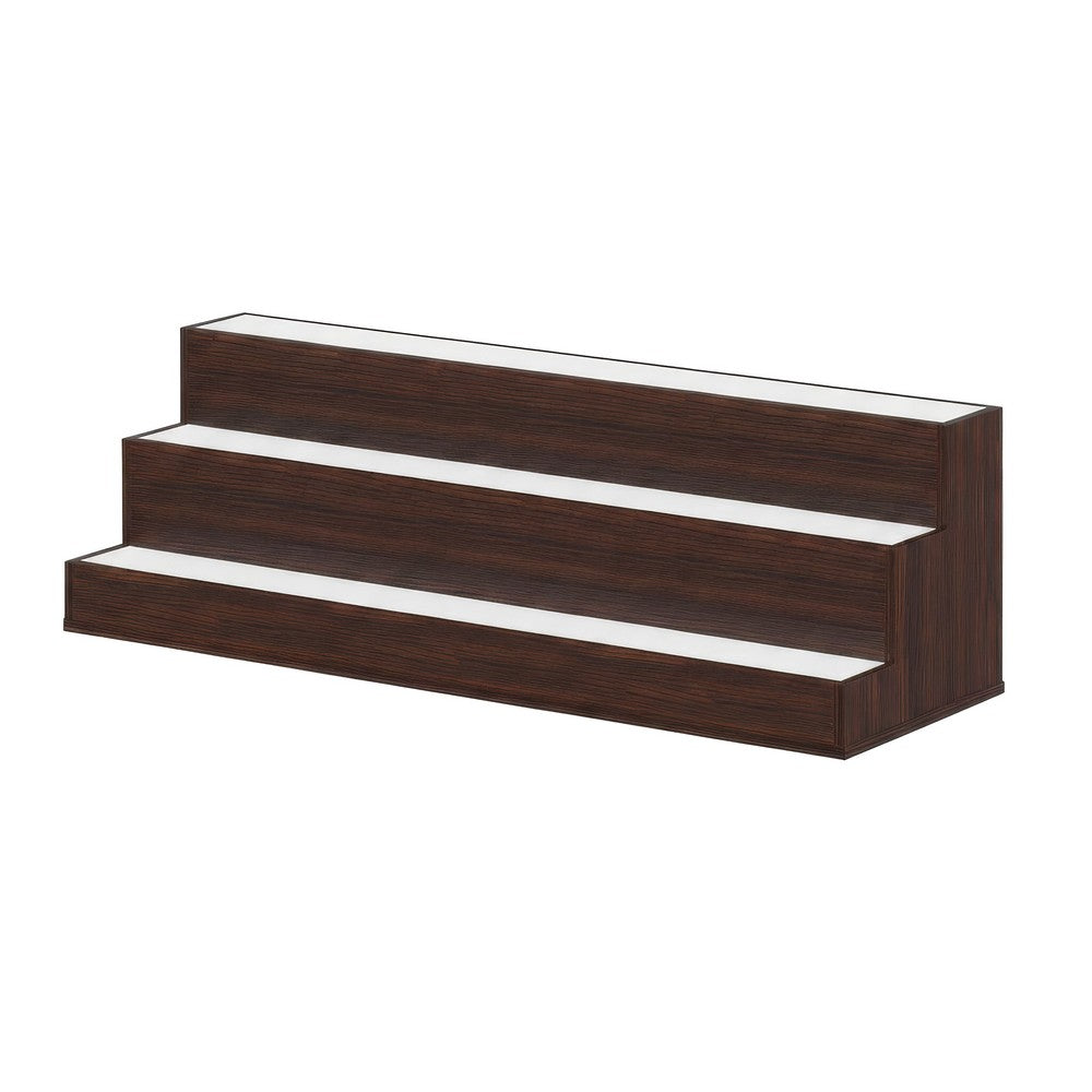Rahy Bartop Display Shelf with LED and Music, 3 Tiers, 37 Inch Walnut Brown - BM350822