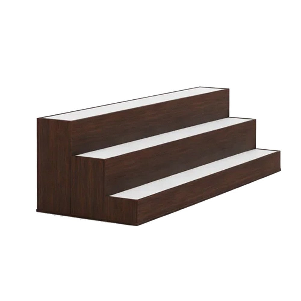 Rahy Bartop Display Shelf with LED and Music, 3 Tiers, 37 Inch Walnut Brown - BM350822