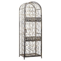 Wine Rack with Cage and Lock, 45 Bottle Holder, Antique Bronze Iron 52 Inch - BM350823