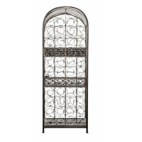 Wine Rack with Cage and Lock, 45 Bottle Holder, Antique Bronze Iron 52 Inch - BM350823