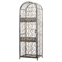 Wine Rack with Cage and Lock, 45 Bottle Holder, Antique Bronze Iron 52 Inch - BM350823