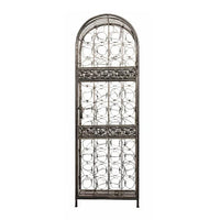 Wine Rack with Cage and Lock, 45 Bottle Holder, Antique Bronze Iron 52 Inch - BM350823