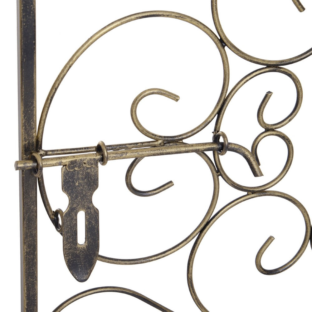 Wine Rack with Cage and Lock, 45 Bottle Holder, Antique Bronze Iron 52 Inch - BM350823