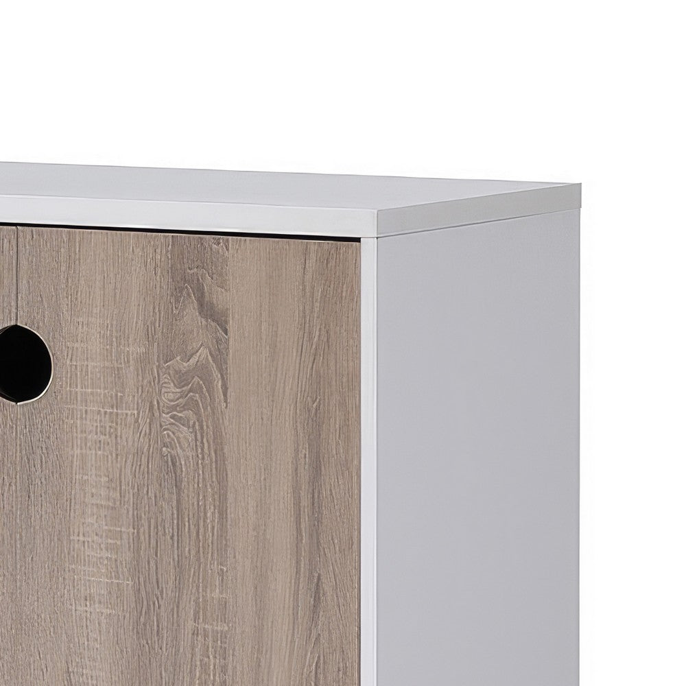 Wine Rack with Cabinet and 2 Drawers, Glass Holder, White Gray 47 Inch - BM350824