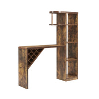 Bar Table with Wine Cabinet, 5 Shelves Stemware Rack, Rustic Brown 73 Inch - BM350827
