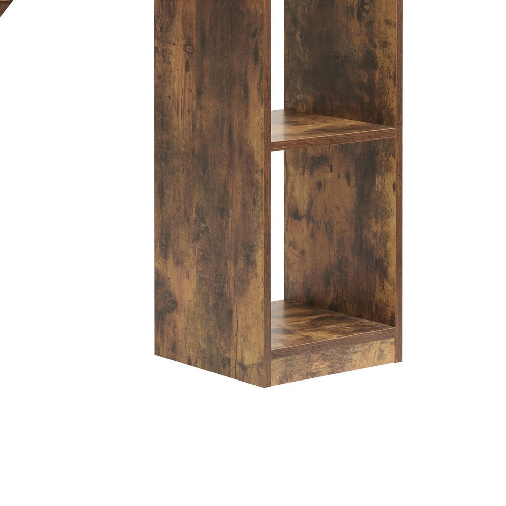 Bar Table with Wine Cabinet, 5 Shelves Stemware Rack, Rustic Brown 73 Inch - BM350827