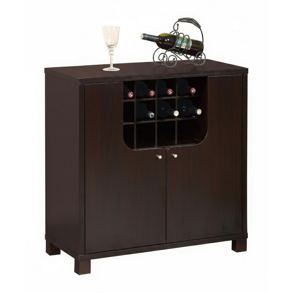 Wine Cabinet with 4 Shelves, Removable Rack, Red Cocoa Brown Wood 33 Inch - BM350828