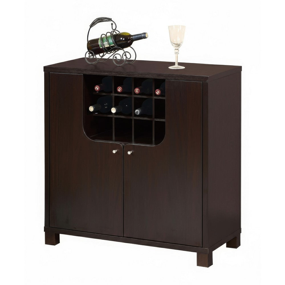 Wine Cabinet with 4 Shelves, Removable Rack, Red Cocoa Brown Wood 33 Inch - BM350828