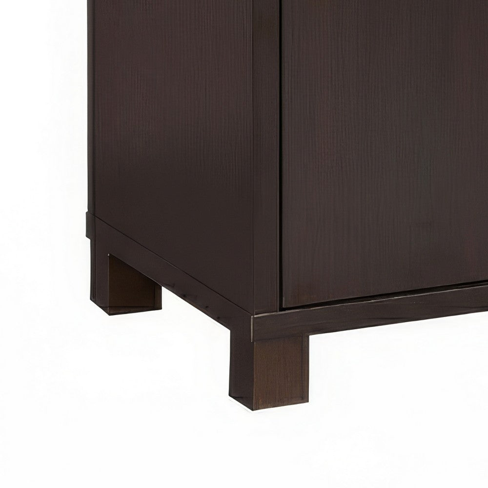 Wine Cabinet with 4 Shelves, Removable Rack, Red Cocoa Brown Wood 33 Inch - BM350828