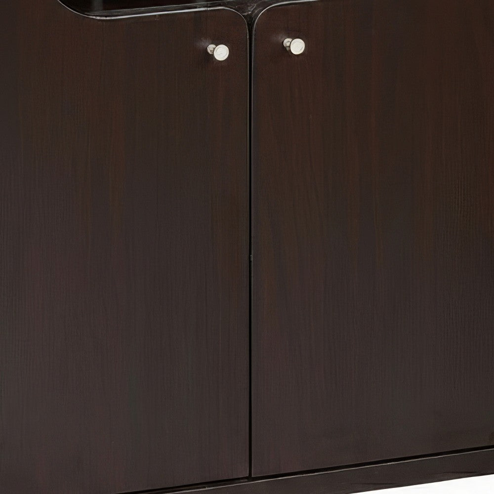 Wine Cabinet with 4 Shelves, Removable Rack, Red Cocoa Brown Wood 33 Inch - BM350828