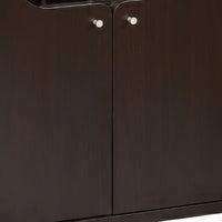 Wine Cabinet with 4 Shelves, Removable Rack, Red Cocoa Brown Wood 33 Inch - BM350828