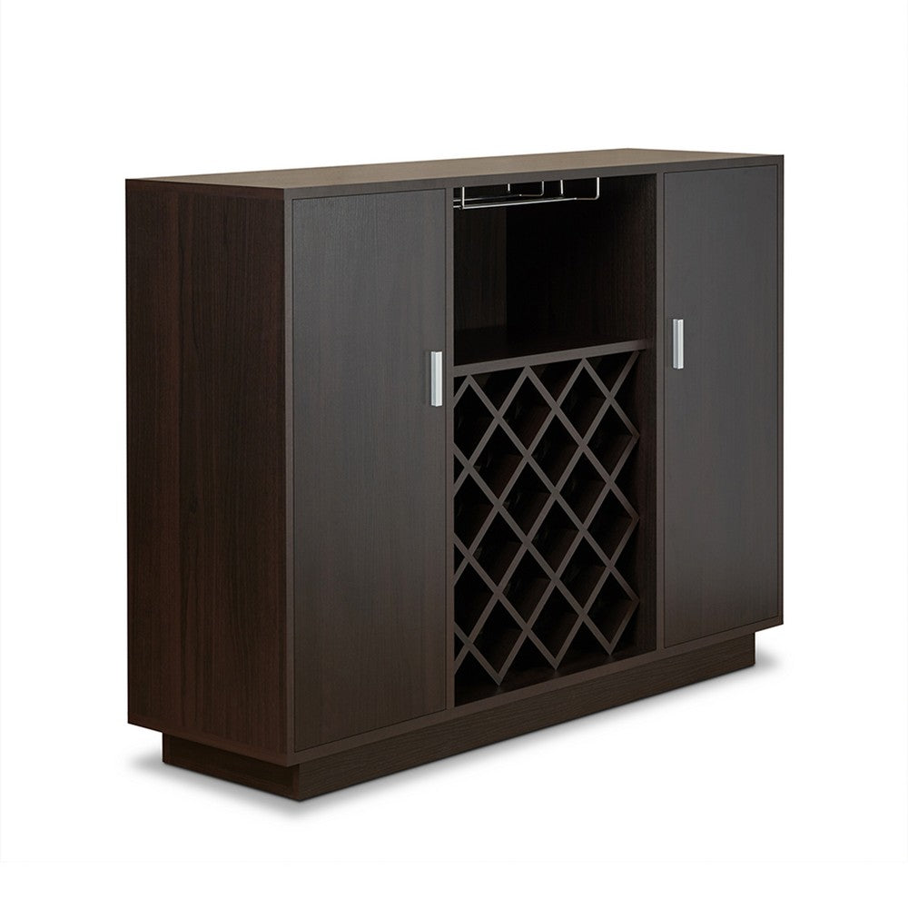 Dina Racks Benzara Dina Wine Cabinet Bar w 4 Shelves, Stemware Rack, Espresso ...