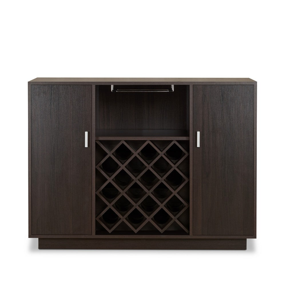 Dina Wine Cabinet Bar w 4 Shelves, Stemware Rack, Espresso Brown 47 Inch - BM350829