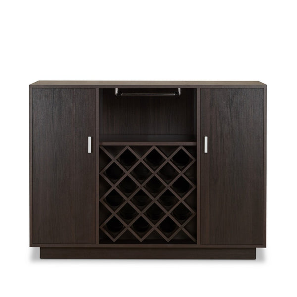 Dina Wine Cabinet Bar w 4 Shelves, Stemware Rack, Espresso Brown 47 Inch - BM350829